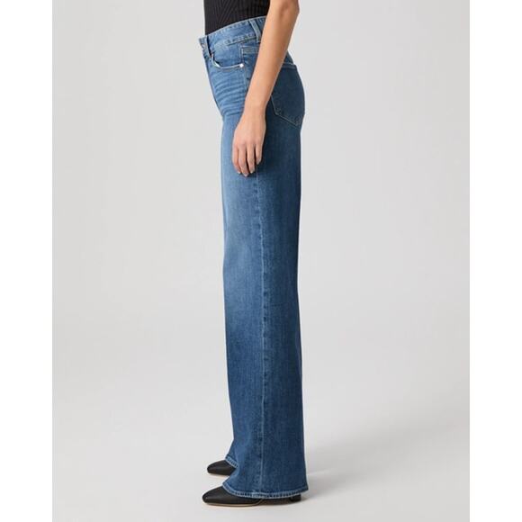 PAIGE Sasha Wide Leg Jeans 31 Stefania Distressed High Rise Blue Denim - Picture 7 of 15